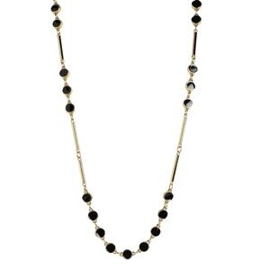 KATE SPADE • Dotted Line Scatter Elegant Black and Gold Station Necklace